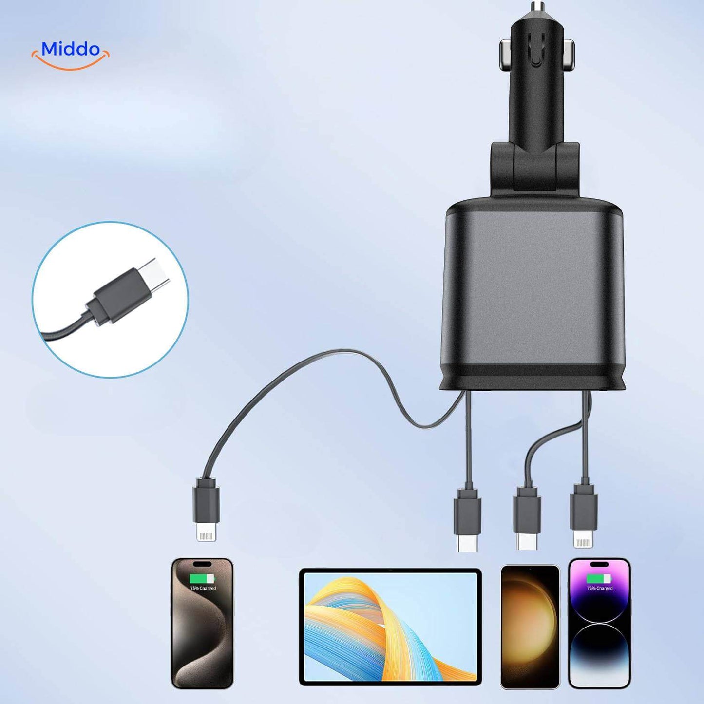 AutoCharge™ 120W | 4-in-1 Oplader, Super-Snel, RGB Sterrenhemel!