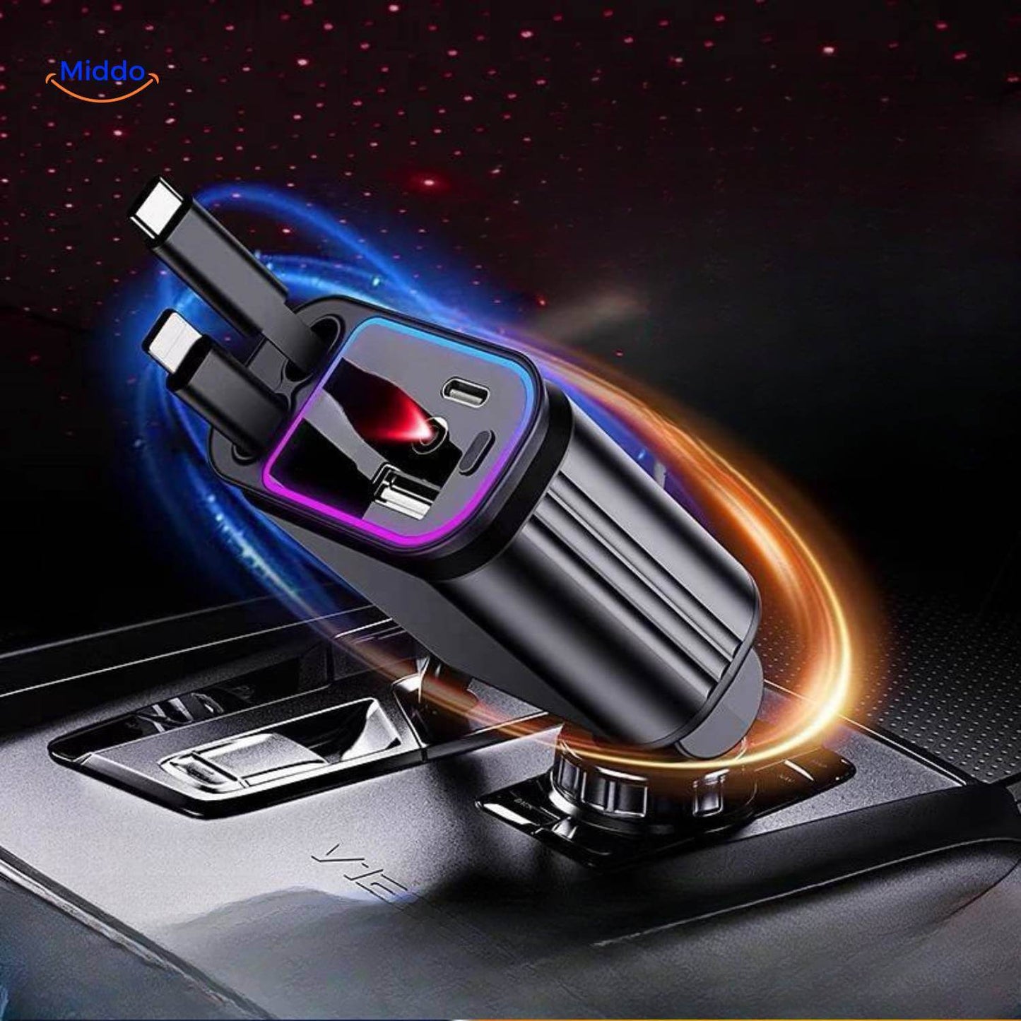AutoCharge™ 120W | 4-in-1 Oplader, Super-Snel, RGB Sterrenhemel!